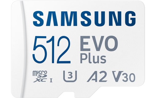 Carte microSDXC Samsung EVO Plus (2024) 512 Go avec adaptateur SD, UHS-I, V30