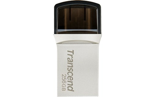 Clé USB-C et USB-A Transcend JetFlash 890 256 Go - Argent, Noir - USB 3.2