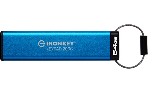 Clé USB-C Kingston IronKey Keypad 200C 64 Go - Bleu - USB 3.2