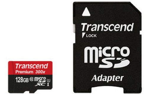 Carte microSDXC Transcend TS128GUSDU1 128 Go avec adaptateur SD, MLC