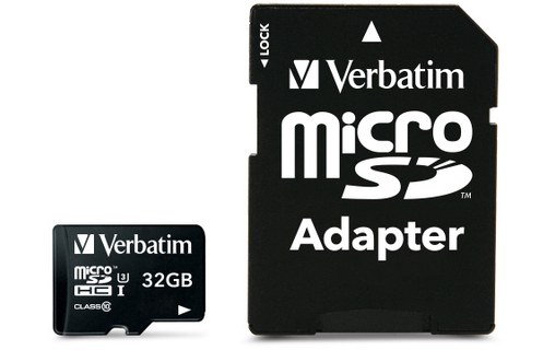 Carte microSDHC Verbatim Pro U3 32 Go avec adaptateur SD, UHS-I, V30