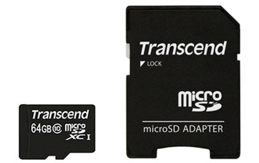 Carte microSDXC Transcend TS64GUSDXC10 64 Go avec adaptateur SD, NAND