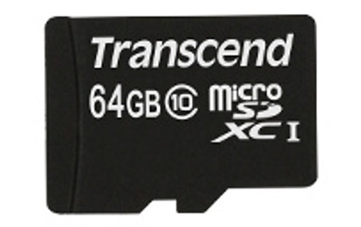 Carte microSDXC Transcend TS64GUSDXC10 64 Go avec adaptateur SD, NAND