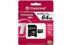 Carte microSDXC Transcend TS64GUSDXC10 64 Go avec adaptateur SD, NAND