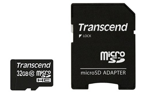 Carte microSDHC Transcend USDC10 32 Go avec adaptateur SD, NAND