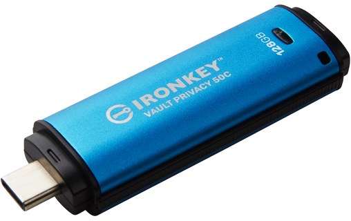 Clé USB-C Kingston IronKey Vault Privacy 50C 128 Go - Bleu, Noir - USB 3.2