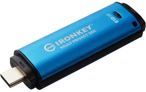 Clé USB-C Kingston IronKey Vault Privacy 50C 512 Go - Bleu, Noir - USB 3.2