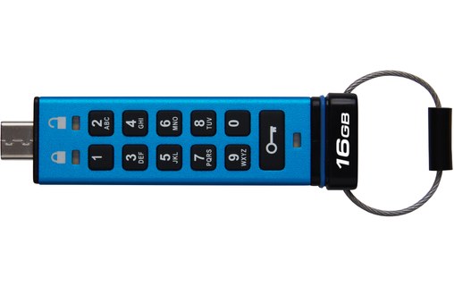 Clé USB-C Kingston IronKey Keypad 200C 16 Go - Bleu - USB 3.2