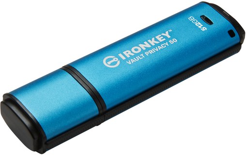 Clé USB Kingston IronKey Vault Privacy 50 512 Go - Bleu, Noir - USB 3.2
