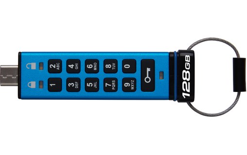 Clé USB-C Kingston IronKey Keypad 200C 128 Go - Bleu - USB 3.2