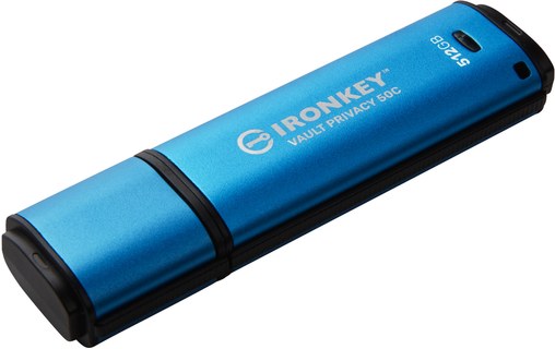 Clé USB-C Kingston IronKey Vault Privacy 50C 512 Go - Bleu, Noir - USB 3.2