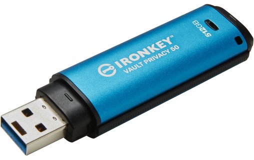 Clé USB Kingston IronKey Vault Privacy 50 512 Go - Bleu, Noir - USB 3.2