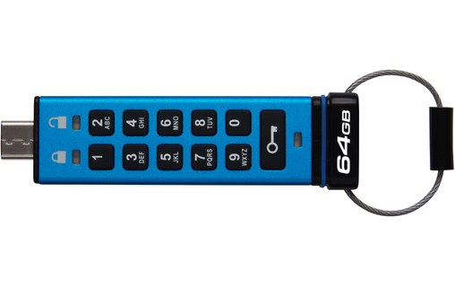 Clé USB-C Kingston IronKey Keypad 200C 64 Go - Bleu - USB 3.2