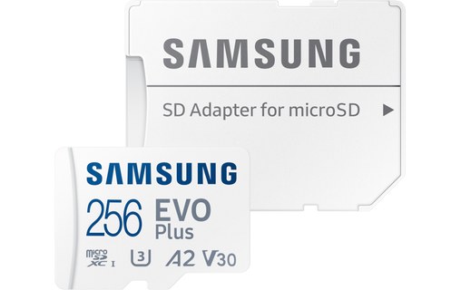 Carte microSDXC Samsung EVO Plus (2024) 256 Go avec adaptateur SD, UHS-I, V30