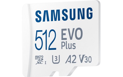 Carte microSDXC Samsung EVO Plus (2024) 512 Go avec adaptateur SD, UHS-I, V30
