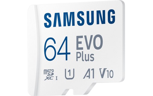 Carte microSDXC Samsung EVO Plus (2024) 64 Go avec adaptateur SD, UHS-I, V10
