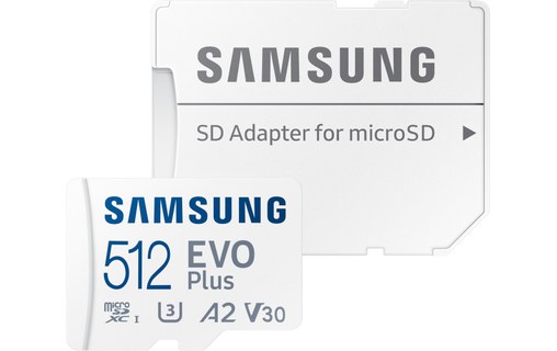 Carte microSDXC Samsung EVO Plus (2024) 512 Go avec adaptateur SD, UHS-I, V30