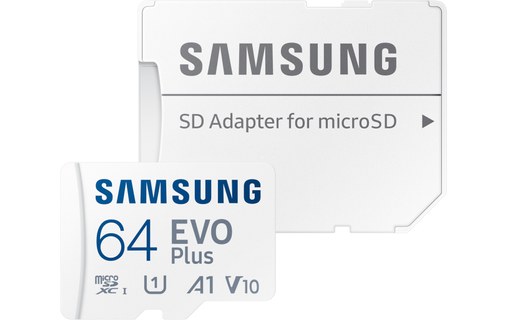 Carte microSDXC Samsung EVO Plus (2024) 64 Go avec adaptateur SD, UHS-I, V10