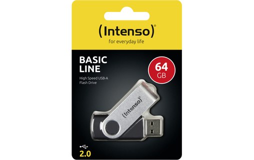 Clé USB Intenso Basic Line 64 Go - Argent, Noir - USB 2.0