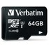 Carte microSDXC Verbatim Pro U3 64 Go avec adaptateur SD, UHS-I, V30