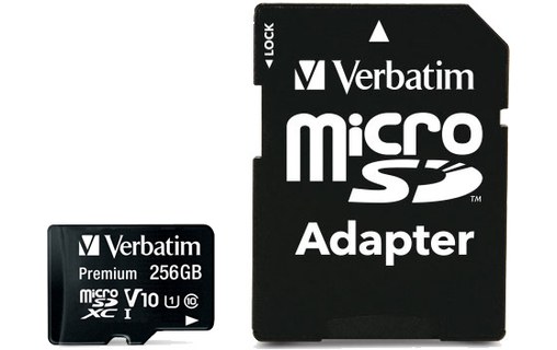 Carte microSDXC Verbatim Premium 256 Go avec adaptateur SD