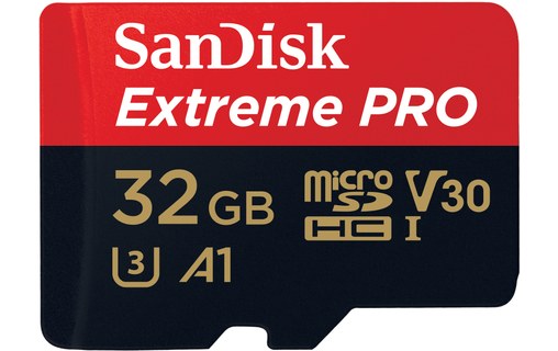 Carte microSDHC SanDisk Extreme Pro 32 Go avec adaptateur SD, UHS-I, V30