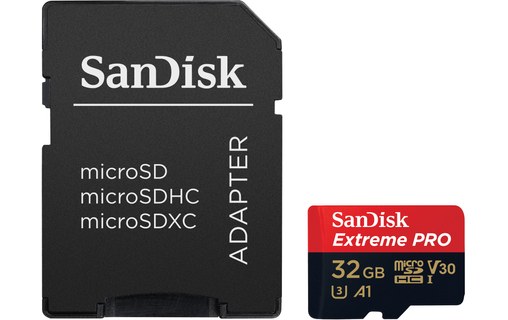 Carte microSDHC SanDisk Extreme Pro 32 Go avec adaptateur SD, UHS-I, V30