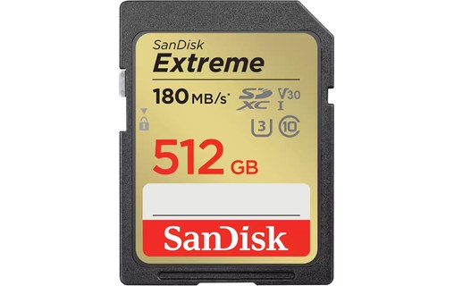 Carte SDXC SanDisk Extreme 512 Go, UHS-I, V30