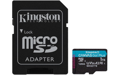 Carte microSD Kingston Canvas Go Plus 1 To avec adaptateur SD, UHS-I, V30