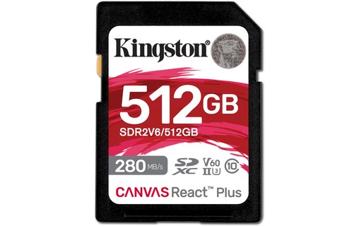 Carte SDXC Kingston Canvas React Plus 512 Go, UHS-II, V60