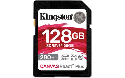 Carte SDXC Kingston Canvas React Plus 128 Go, UHS-II, V60