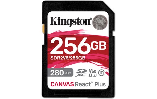 Carte SDXC Kingston Canvas React Plus 256 Go, UHS-II, V60