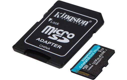 Carte microSD Kingston Canvas Go Plus 1 To avec adaptateur SD, UHS-I, V30