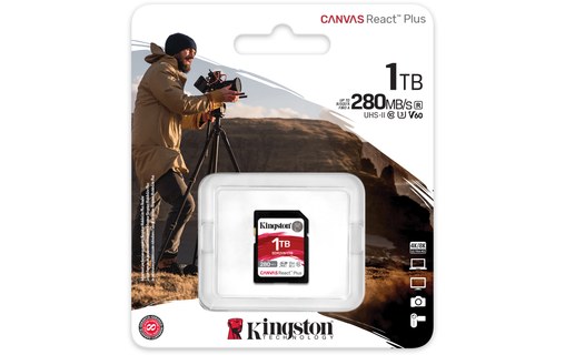 Carte SDXC Kingston Canvas React Plus 1 To, UHS-II, V60