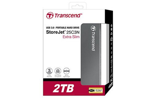Transcend StoreJet 25C3 2 To - Gris - Disque dur externe
