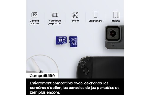 Carte microSDXC Samsung PRO Plus (2024) 1 To avec adaptateur SD, UHS-I, V30