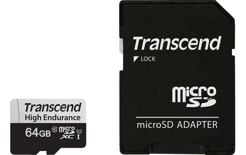 Carte microSDXC Transcend USD350V 64 Go avec adaptateur SD, NAND, V30