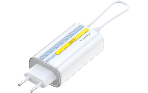 Chargeur USB-C 20 W Novodio avec batterie 5000 mAh intégrée