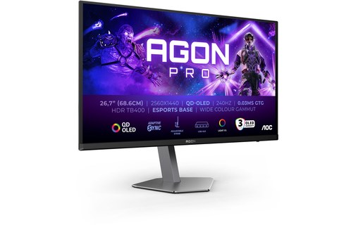 Écran Gaming 26,7" AOC AGON PRO AG276QZD2 - QD OLED 240 Hz HDMI/DisplayPort