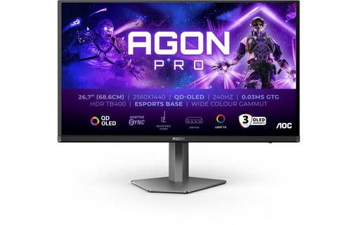 Écran Gaming 26,7" AOC AGON PRO AG276QZD2 - QD OLED 240 Hz HDMI/DisplayPort