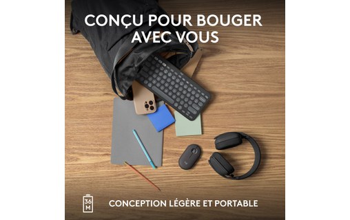Clavier sans fil Logitech Pebble Keys 2 K380s - Gris anthracite
