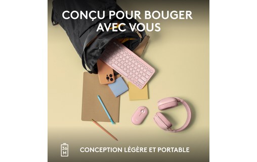 Clavier sans fil Logitech Pebble Keys 2 K380s - Rose