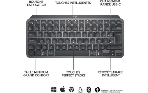 Clavier sans fil Logitech MX Keys Mini - Gris anthracite
