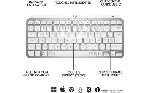 Clavier sans fil Logitech MX Keys Mini - Gris
