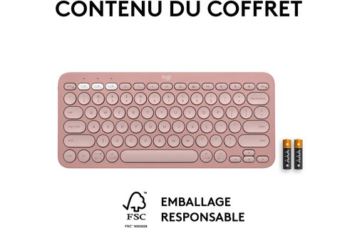 Clavier sans fil Logitech Pebble Keys 2 K380s - Rose