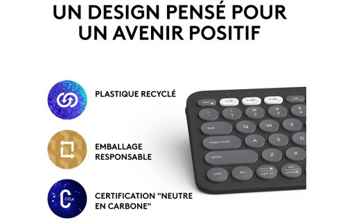 Clavier sans fil Logitech Pebble Keys 2 K380s - Gris anthracite