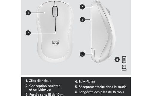 Clavier + Souris sans fil Logitech MK295 - Blanc