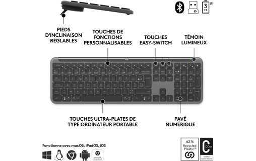 Clavier + Souris sans fil Logitech MK950 Signature Slim for Business