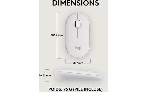 Souris sans fil Logitech Pebble 2 M350s - Blanche