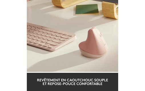 Souris sans fil Logitech Lift - Rose - Ergonomique, Verticale
